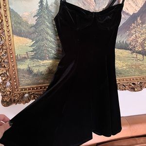 American apparel black velvet bustier skater dress